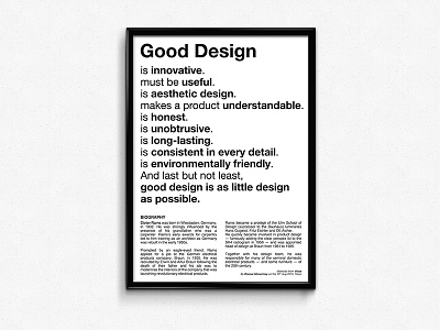 Good Design classic design dieter rams helvetica innovative minimalist poster rules typography