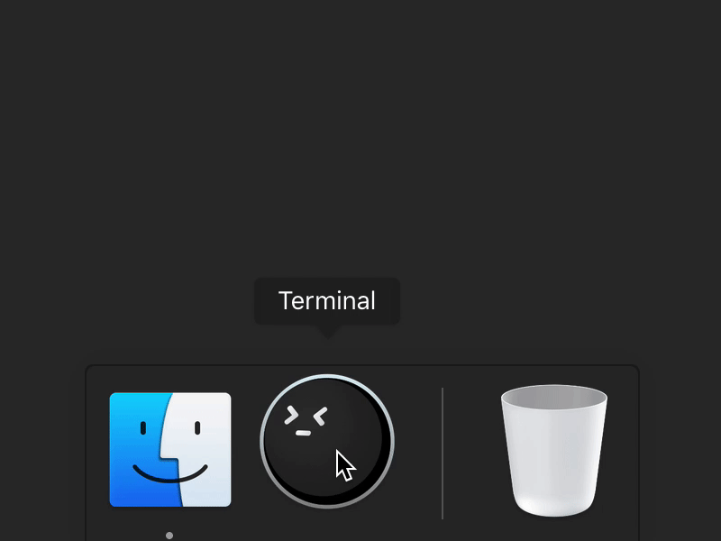 Take's Terminal Bomb animation command cute face icon macos prompt terminal