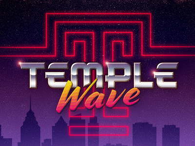 T E M P L E W A V E 80s chrome outrun retrowave synthwave temple type