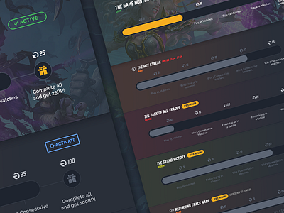 Battleriff Reward Tracks app dark design gaming ui web