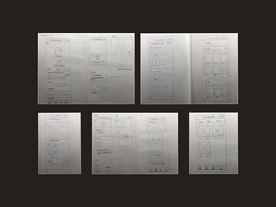 Hand-drawn prototype book hande drawn wireframe