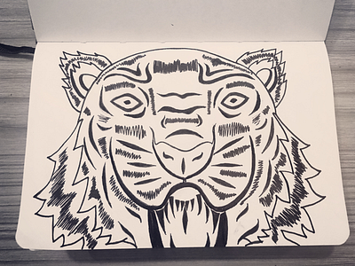 Hand draw a tiger hand paint