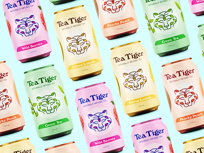 Tea Tiger can creative design font graphics logo packaging tea tea packaging tiger tiger logo tigers typography