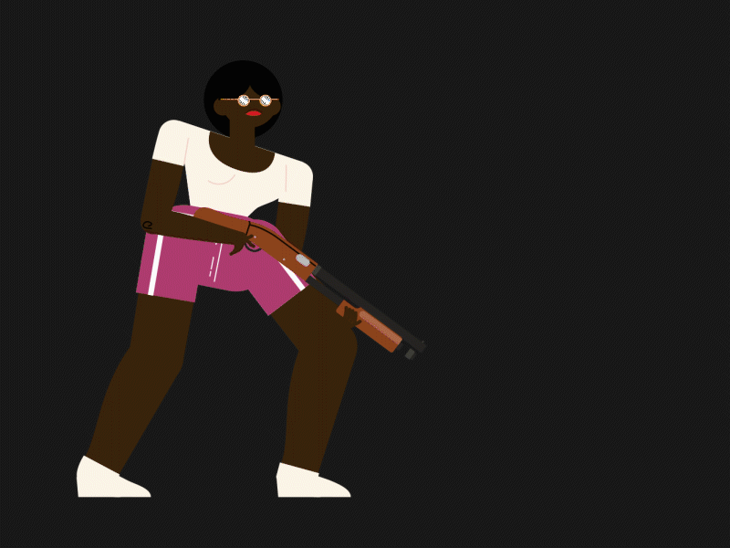 Shotgun Girl after effect animation girl glasses illustration loop motion design muzzleflash short shotgun sportwear