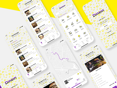 Dinein app app delivery design food food app map ui ux