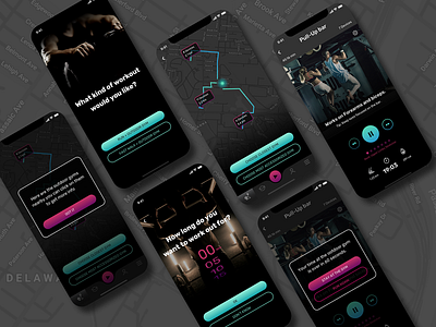 EasyFit app dark ui design gradient gym map mobile outdoor run sport ui workout