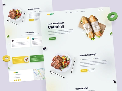 Subway Catering Landing 3d 3d art application branding cater design designer figma flat food food app landing landingpage minimal minimalist order ui uiux ux website