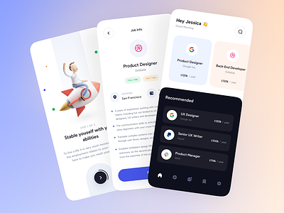 Job Finder App 3d app app ui application branding clean design flat graphic design illustration job job finder minimal piqo ui uiux user exprience userinterface ux work app