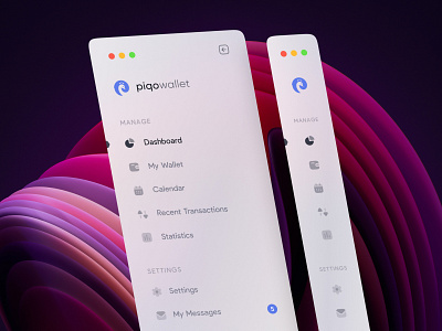 Piqowallet Sidebar Menu Navigation - Light