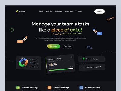 Taskily - Team management landing page