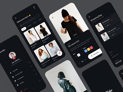Fashion E-commerce Mobile App - Dark mode 3d app application branding clean dark design ecommerce fashion flat illustration ios minimal mobile app mobile ui shop store style ui uiux