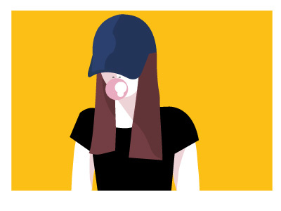 Girl Gum aplat de couleur bubble gum forme girl illustration vectoriel illustrator simple vector