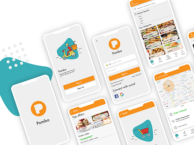 Pombo Food Delivery app app design branding delivery app ui food app food delivery app ui graphic design ui ux