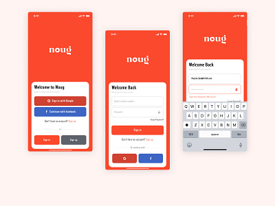 Noug app | Sign In Process app design flat icon login logo minimal mobile sign typography ui ux ux process