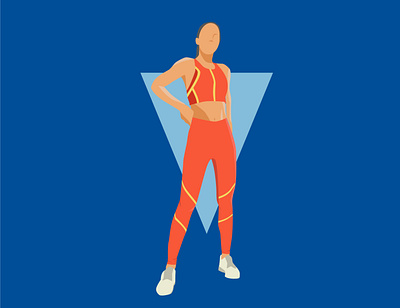work out woman standing with confidence in sportswear adobe illustrator design exercise flat flat design illustration people people illustration powerful sport sportswear vector woman workout