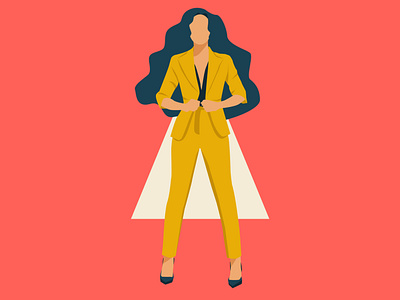 woman standing in yellow suit with bright pink background adobe illustrator branding bright colour pallete contrast design fashion flat illustration navy packagedesign people people illustration pink powerful printing vector woman yellow