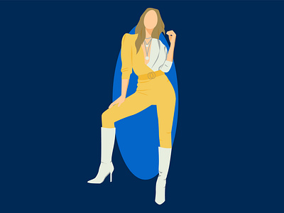 woman with contrast colour jumpsuit adobe illustrator branding design flat illustration people people illustration powerful vector woman