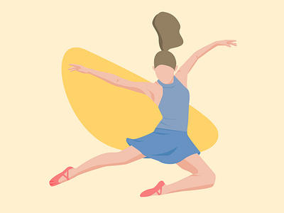 woman dancing with a stretch jump branding bright dance design flat illustration jump lifestyle light magazine package people people illustration poster powerful stretch vector vibrant woman yellow