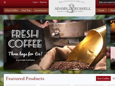 Adams & Russell Magento artisan coffee magento patterns photography red rich