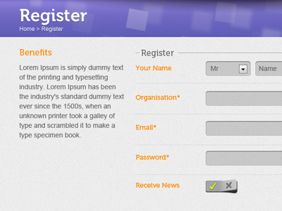 Register form noise purple register