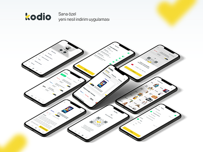 Kodio - Sana özel yeni nesil indirim uygulaması -ui/ux animated animation app branding design ios mobile mobile app mobile app design ux