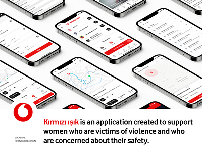 Vodafone | Kırmızı ışık app branding call for help design emergency help mobile app interface mobile navigation seek help ui violence against women