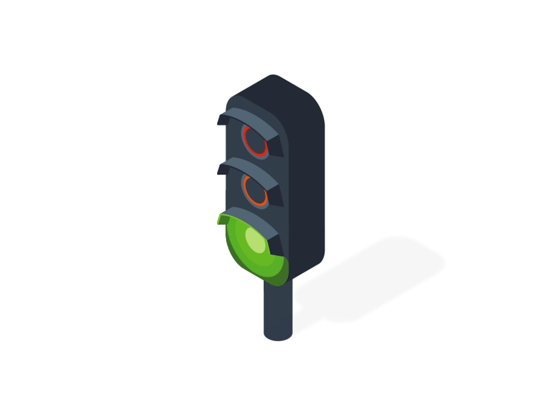 Traffic lights, Kitt : Ornikar Design System after effects animation illustration isometric isometry lights origami style guide traffic ui kit