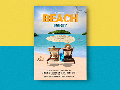 Beach Party Mockup beach beach party flyer couple island party flyer pool party flyer sand sea starfish summer party flyer