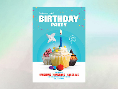 Birthday Party Flyer birthay party flyer birthday bash birthday card birthday invitation birthday party candles cupcakes party flyer
