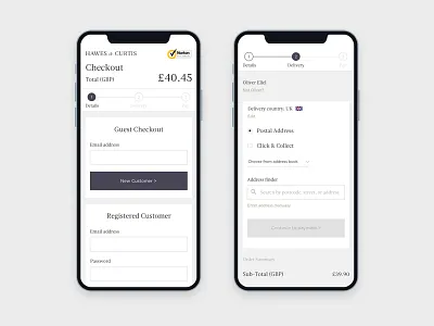 Hawes & Curtis - Mobile Checkout checkout design ecom ecommerce flow mobile shopping ui ux