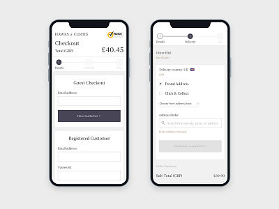 Hawes & Curtis - Mobile Checkout checkout design ecom ecommerce flow mobile shopping ui ux
