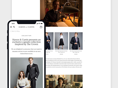 Hawes & Curtis - Blog ecom ecommerce fashion mobile responsive retail ui ux web design