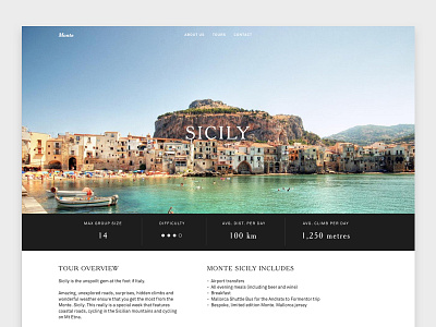 Monte Cycling - Tours Page bike cycling responsive tours ui ux web design