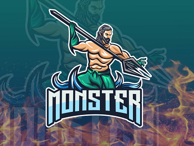 monster water mascot logo