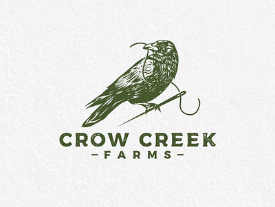 crow creek logo birdlogo craftlogo handranwlogo retrologo