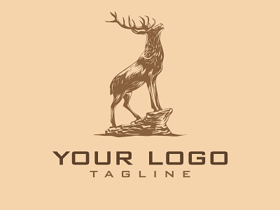 vintage handrawn deer logo deer logo handrawn deer logo vintage deer logo