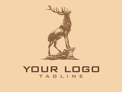 vintage handrawn deer logo