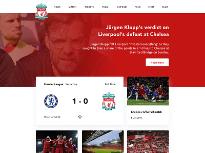 Liverpool FC landing page redesign