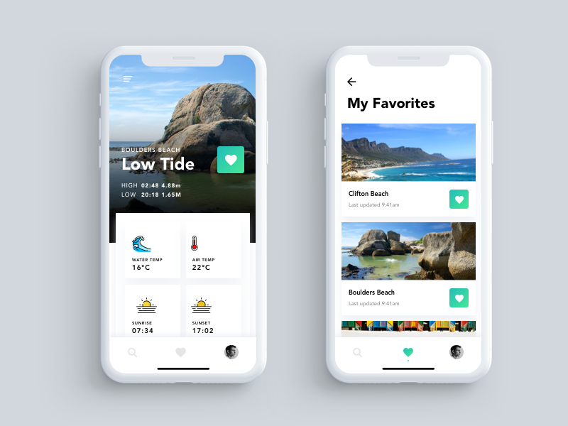 Tide App iphonex town cape app tide ux ui