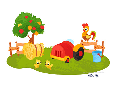 farm animal cartoon children children book children book illustration farm farmer illustration tractor vector