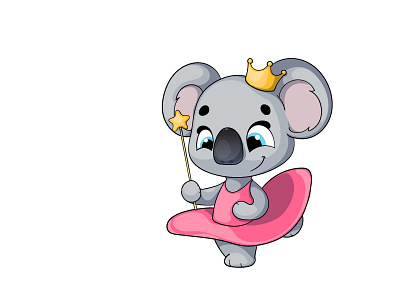 Cute koala animal cartoon character funny koala princess vector