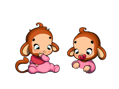 Funny monkeys animal cartoon character child cute funny monkey vector