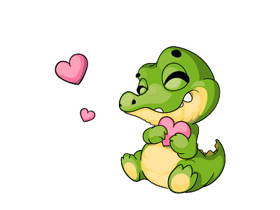 In love crocodile animal cartoon character crocodile enamored vector