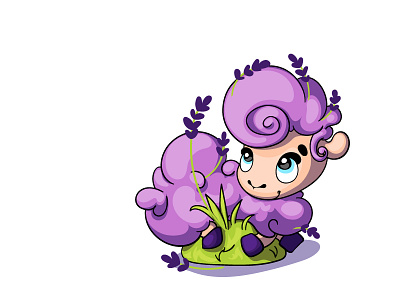 lavender + sheep animal cartoon character fantasy lavender magic sheep vector