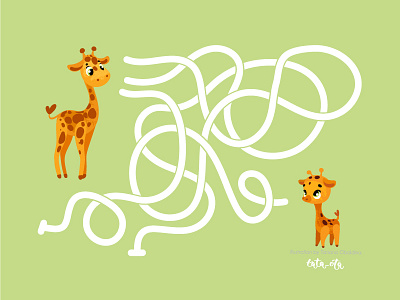 Educational game. Labyrinth. Giraffes animal cartoon character children book children book illustration education educational illustration game giraffe illustration labyrinth vector