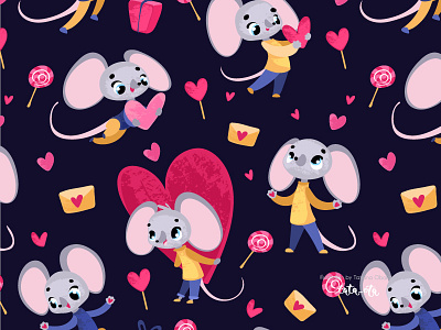 Love mices. Vector pattern