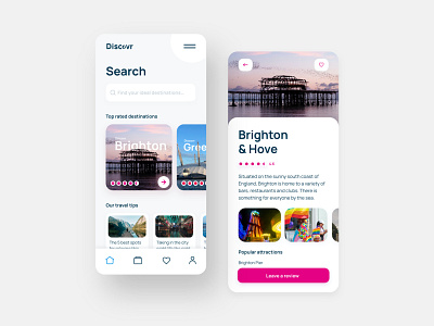Discovr Mobile App UI accessibility app app design dark mode interfacedesign mobile app mobile ui review travel app ui ui design ux ux design uxui web