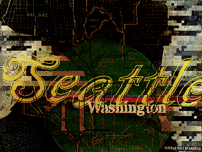 Seattle, Washington glitch glitchy map maps pixels pnw seattle texture type wa washington