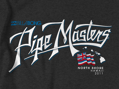Billabong Pipe Masters Type logo surfing t shirt lettering billabong typography