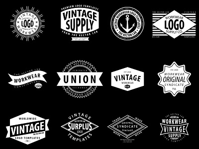 Vintage Workwear Logo Templates logo template type typography workwear